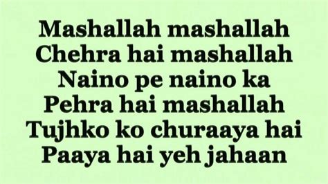 mashallah lyrics english|mashallah lyrics in hindi.